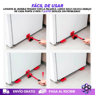 Base movil para muebles 4 ruedas + gato