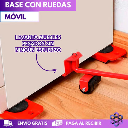 Base movil para muebles 4 ruedas + gato